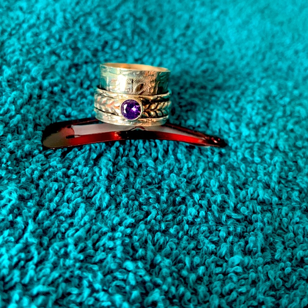 Size 7 spinner ring amethyst stone